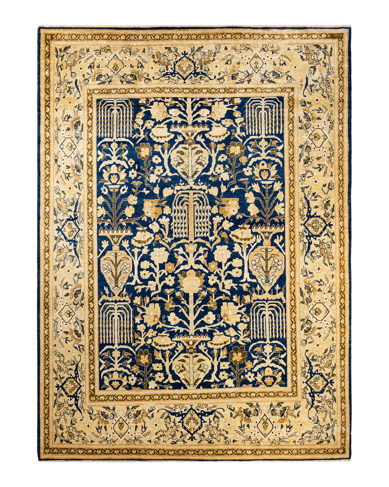 Eclectic, One-of-a-Kind Hand-Knotted Area Rug  - Blue, 8' 8" x 11' 10"