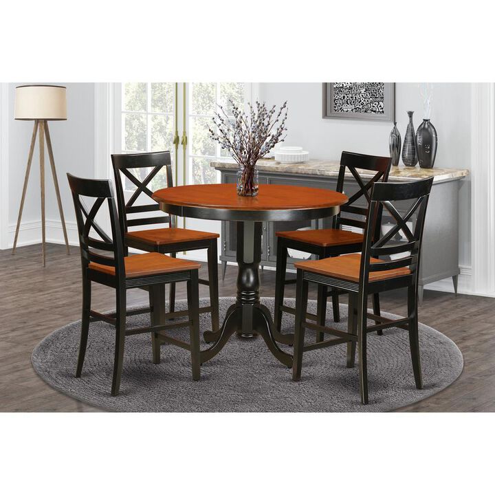 5 PC counter height Dining set - Small Kitchen Table and 4 bar stools with backs.