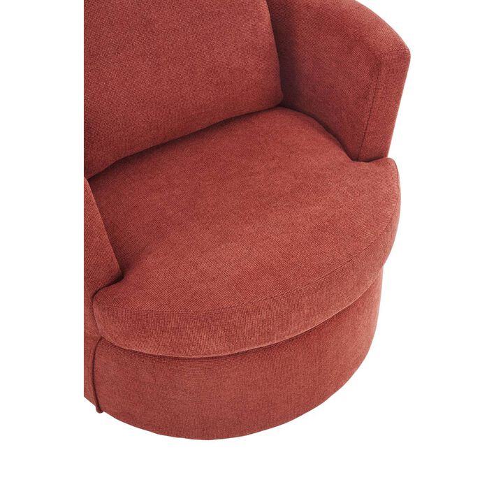 Swivel Barrel Chair, Comfy Round Accent Sofa Chair for Living Room, 360 Degree Swivel Barrel Club Chair, Leisure Arm Chair for Nursery, Hotel, Bedroom, Office, Lounge(Brick Red)
