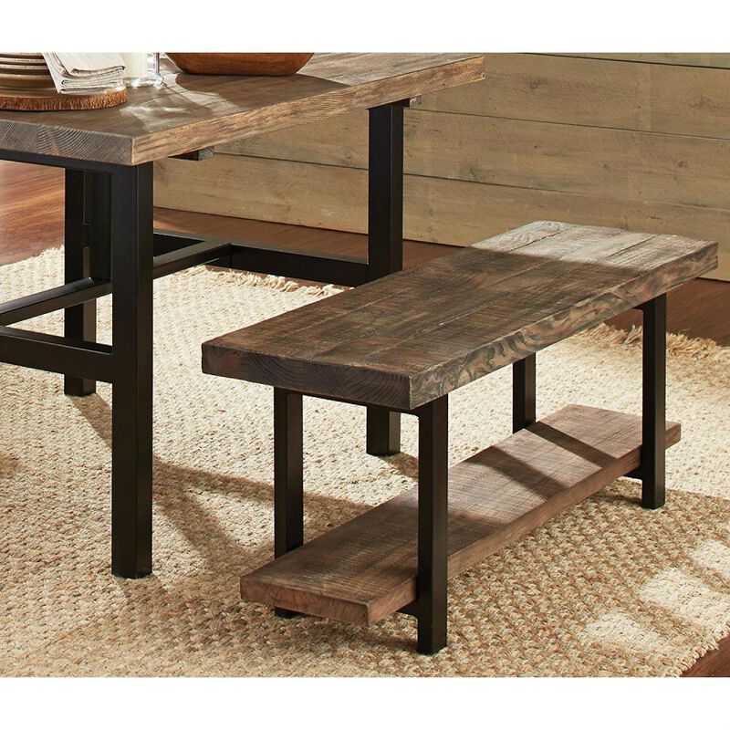 Hivvago Modern Industrial Style Wood and Metal Accent Bench
