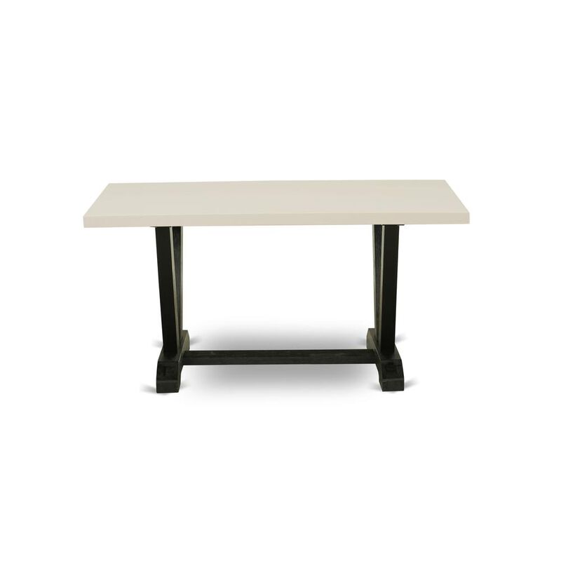 Dining Table Wire brushed Black & Linen White