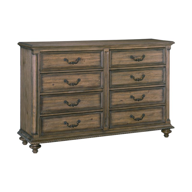Queen Bedroom Set, Gray, Brown Wood, 5 Piece Set with 2 Nightstands, Dresser, and Chest image number 5