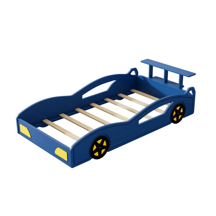 Merax Kids Race Car Bed with Side Safety Rails & Storage Space, Sturdy Frame