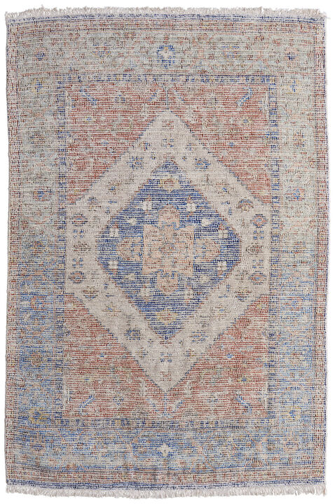 HomeRoots Abstract Hand Woven Distressed Area Rug With Fringe