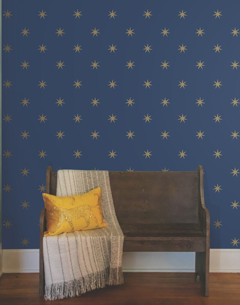 Star Splendor Navy & Metallic Gold Peel & Stick Wallpaper image number 1