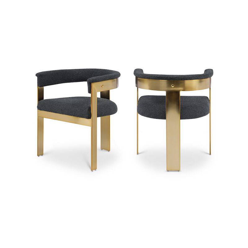 Meridian Furniture Romeo Black Boucle Fabric Dining Chair, Set of 2