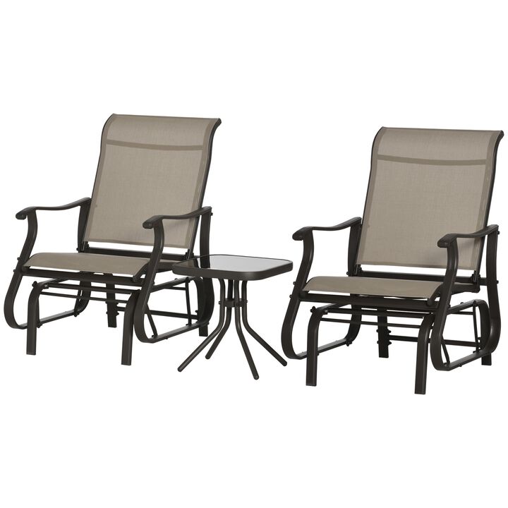 Hivvago 3-Piece Patio Gliders with Glass Top Table