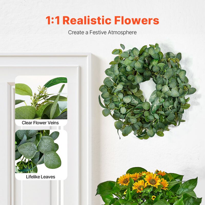 Artificial Eucalyptus Wreath for Front Door or Wall, Year-Round Greenery Decor