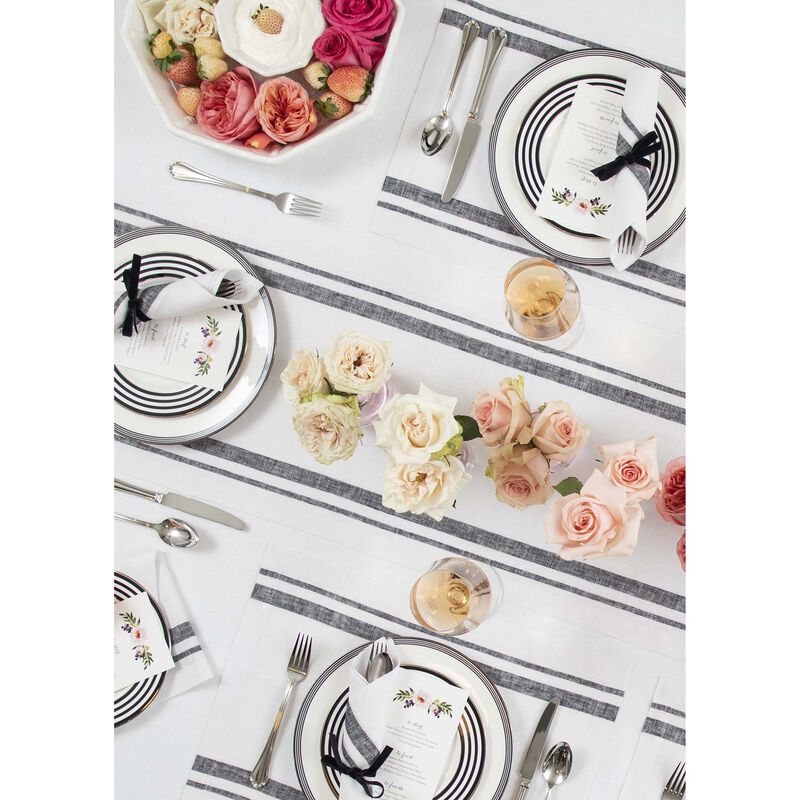 Solino Home French Stripe 100% Linen Table Runner &ndash; Handcrafted, Machine Washable, Perfect for Holiday and Everyday Dining
