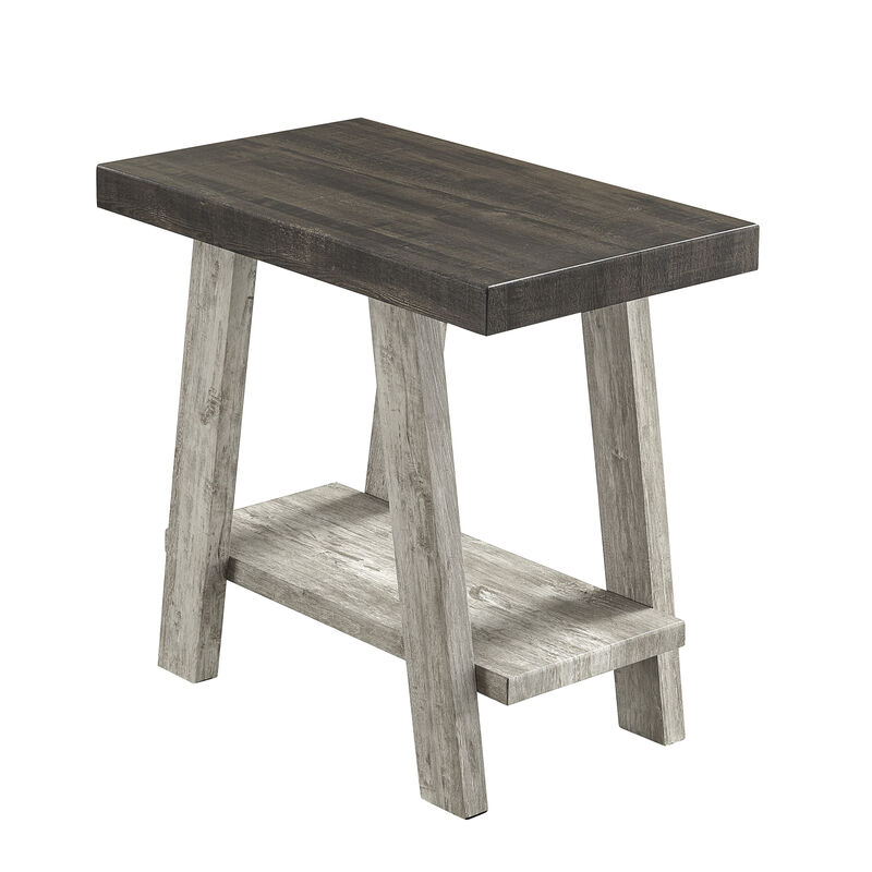 Streamdale Two-Tone Wood Shelf Side Table in Weathered Walnut and Gray image number 0