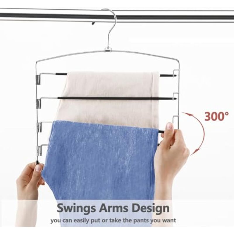 14-Hook Jean Hangers for Closet | Space-Saving Wood, 180&deg; Rotating Hooks image number 3