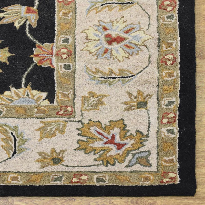 RUGSOTIC CARPETS HAND TUFTED WOOL ECO-FRIENDLY AREA RUGS  - 10'x13', Rectangle Shape, Black Beige, Classic Oriental Traditional  Design, High Pile Thick Handmade Anti Skid Area Rugs (K00106)