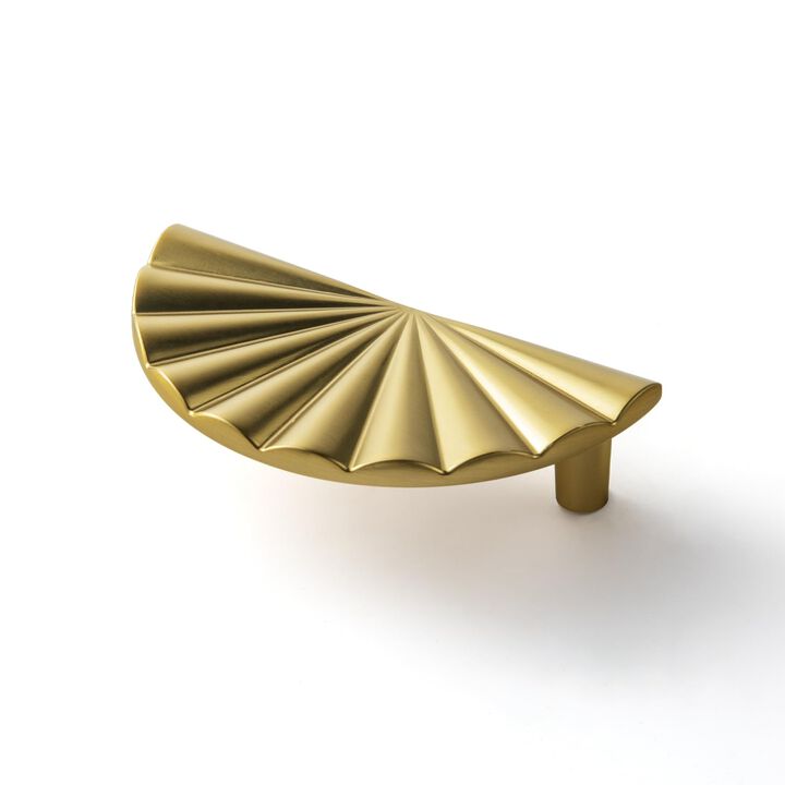 Goo-Ki 2.5''Hole Centers Light Brushed Gold Cabinet Pulls,Modern Accessible LuxuryZinc Alloy Drawer Pulls with Fan-Shaped,6 Pack