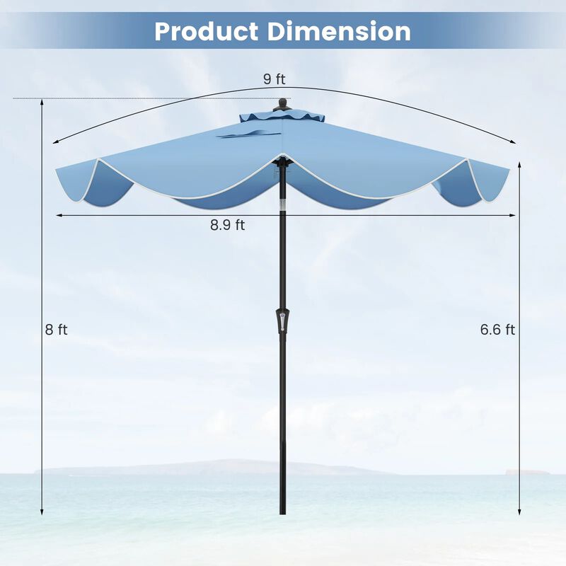 Mondawe 9 FT Patio Umbrella with Crank Handle and Push Button Tilt