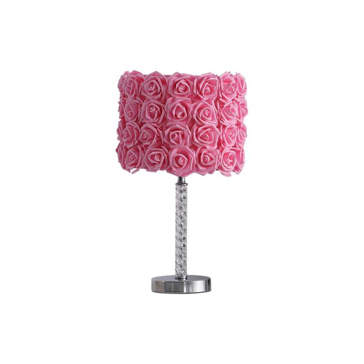 Hivvago 18” Pink Roses Acrylic And Metal Table Lamp