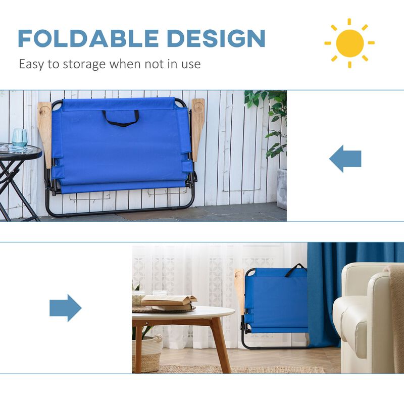 Blue Outdoor Loveseat: Folding Double Chair with Cup Holders