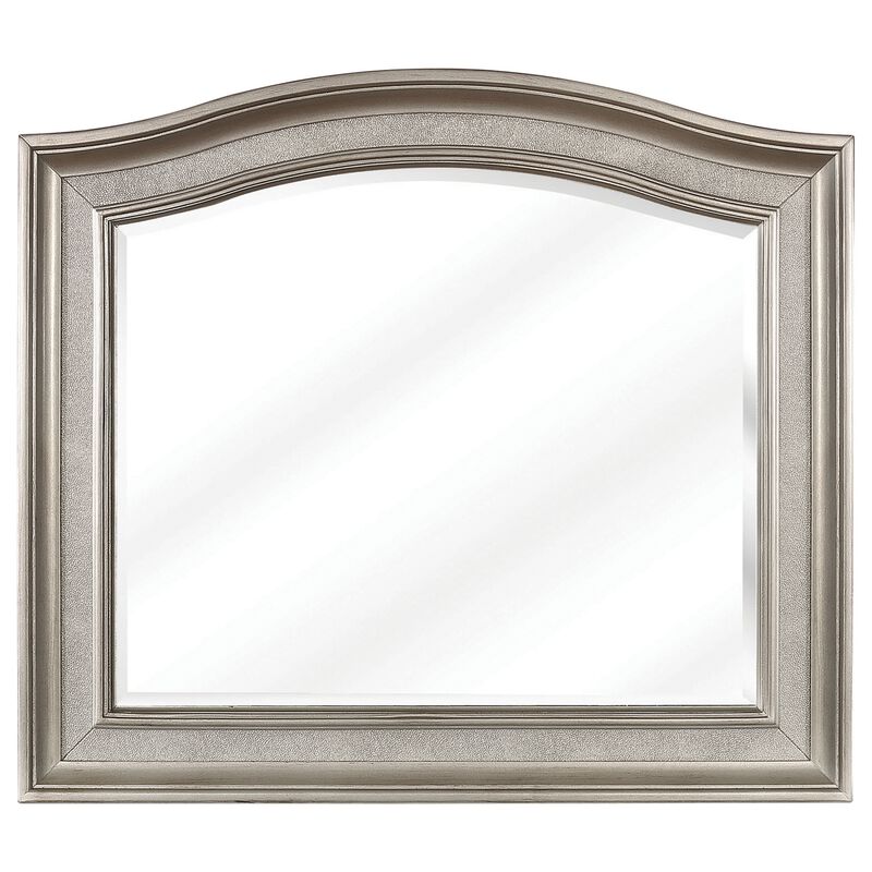 46 Inch Wooden Frame Arched Mirror, Silver-Benzara