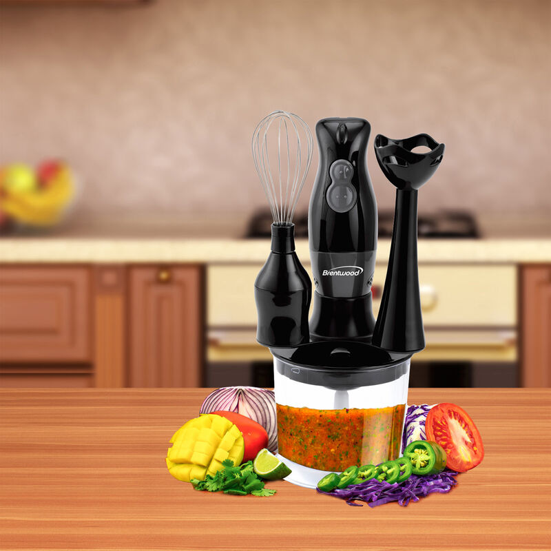 Brentwood HB-38BK 2 Speed Hand Blender with Balloon Whisk in Black