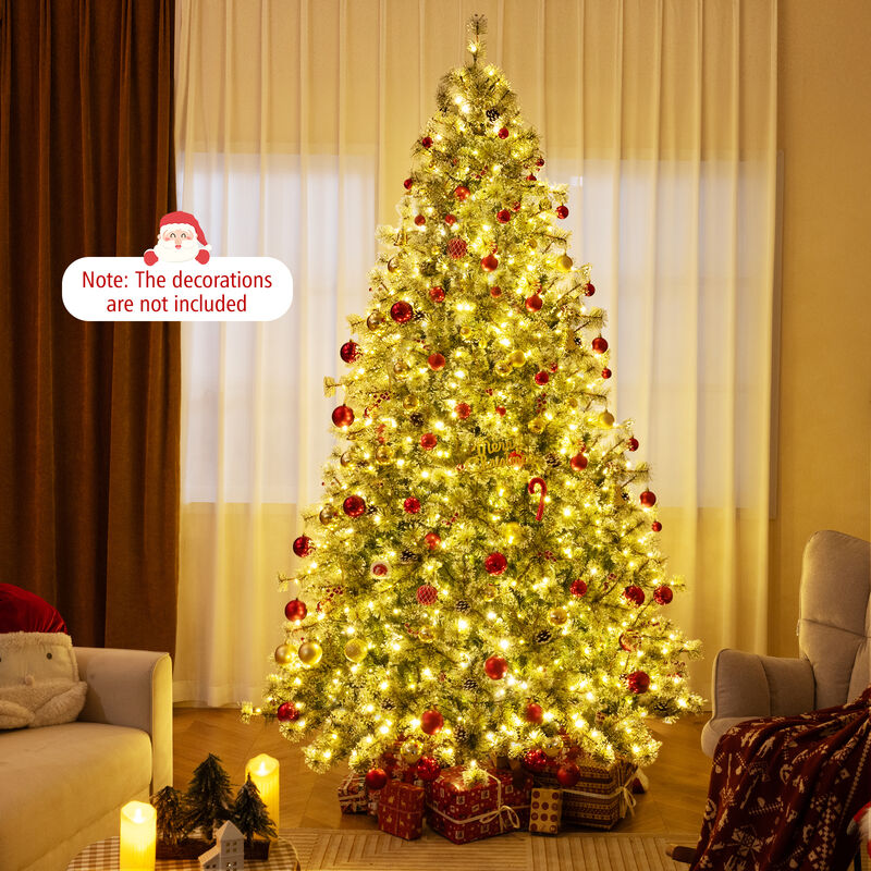 Artificial Christmas Tree Pre-Lit Hinged Holiday Tree with 360° Quick Power Connector