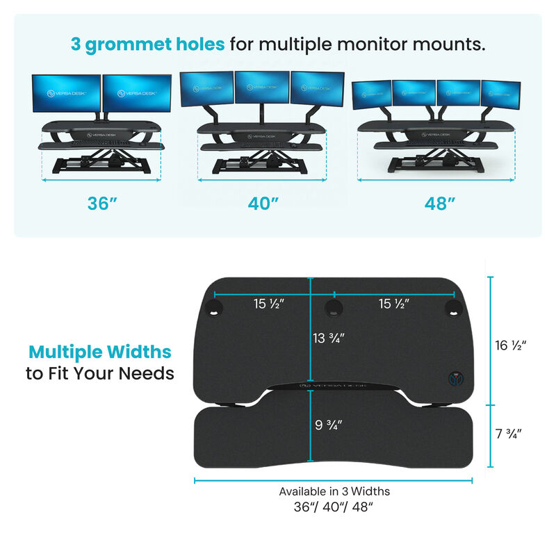 VersaDesk PowerPro Electric Height Adjustable Standing Desk Converter 36"W with USB Charging Port &ndash; Black image number 1