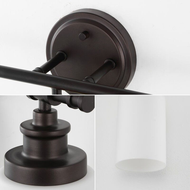 Egan 23.25" 3-Light Classic Cottage Vanity Light with Frosted Glass Shades and Bathroom Hardware Accessory 5-Piece Set