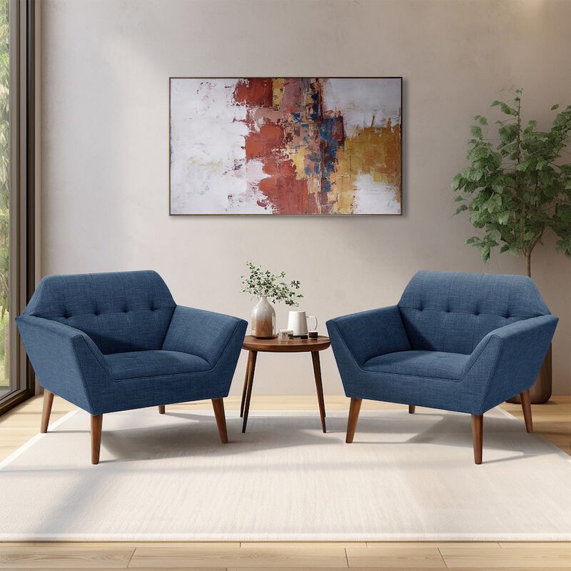 INK+IVY Newport Lounge Chair Set of 2, Blue color