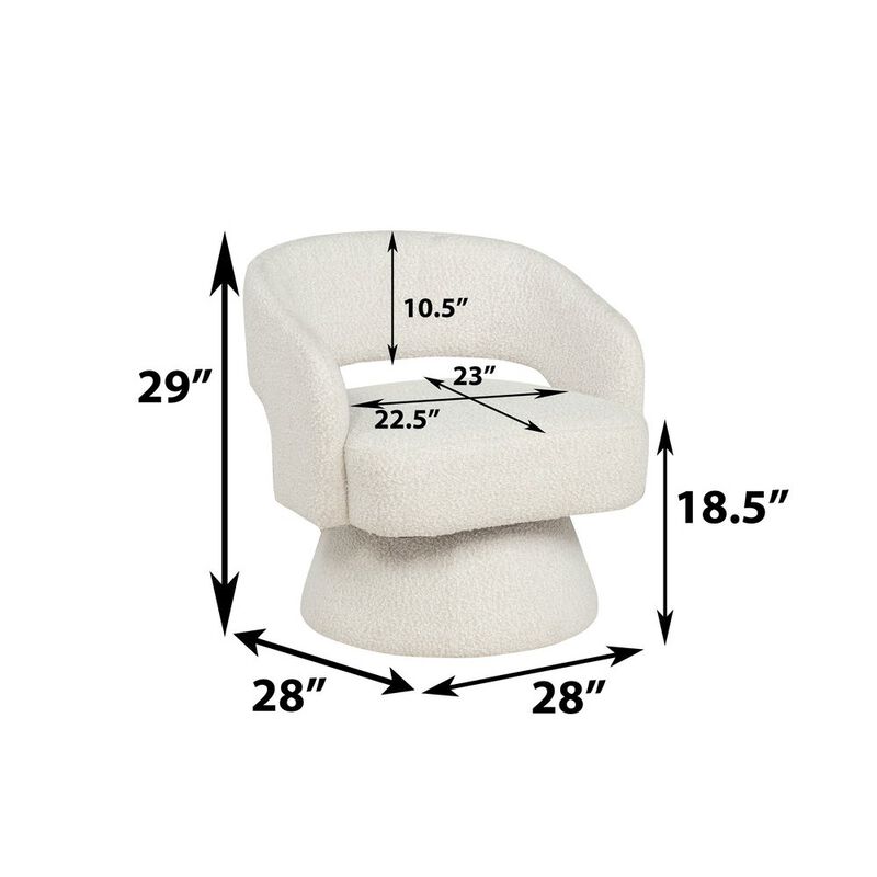 Best Quality Furniture Cream Boucle Swivel Accent Barrel Chair