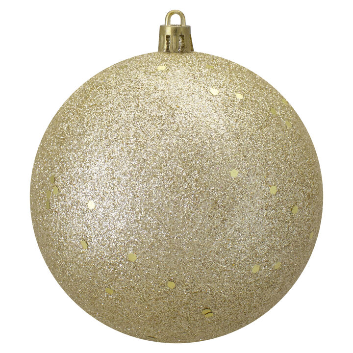 Champagne Gold Shatterproof Holographic Glitter Christmas Ball Ornament 4" (100mm)
