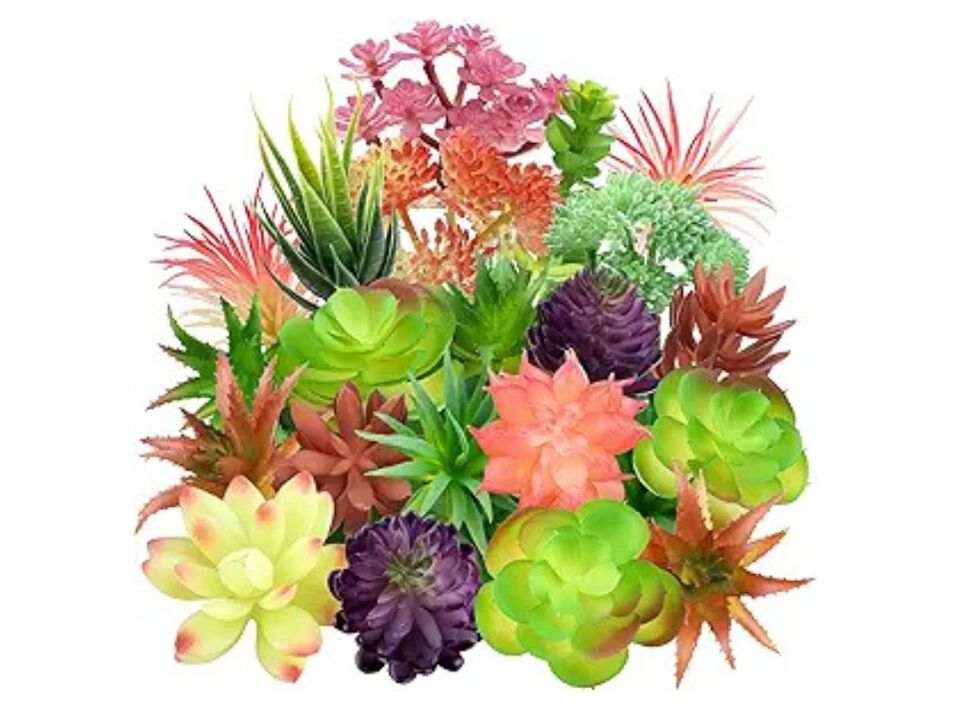 22 Piece Colorful Artificial Succulent Plants Garden Porch Decor