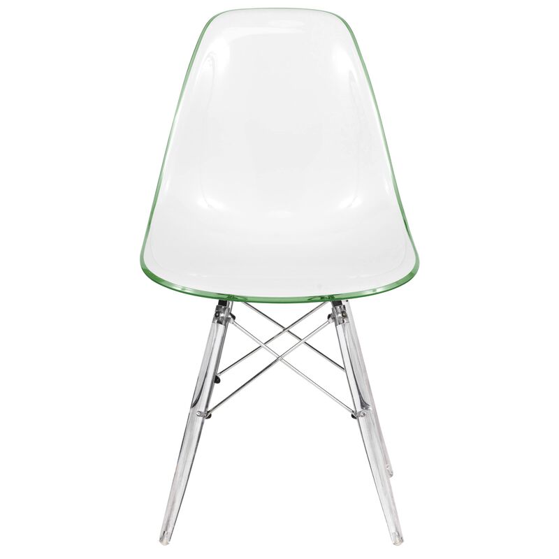 LeisureMod Dover Molded Side Chair with Acrylic Base, Set of 2