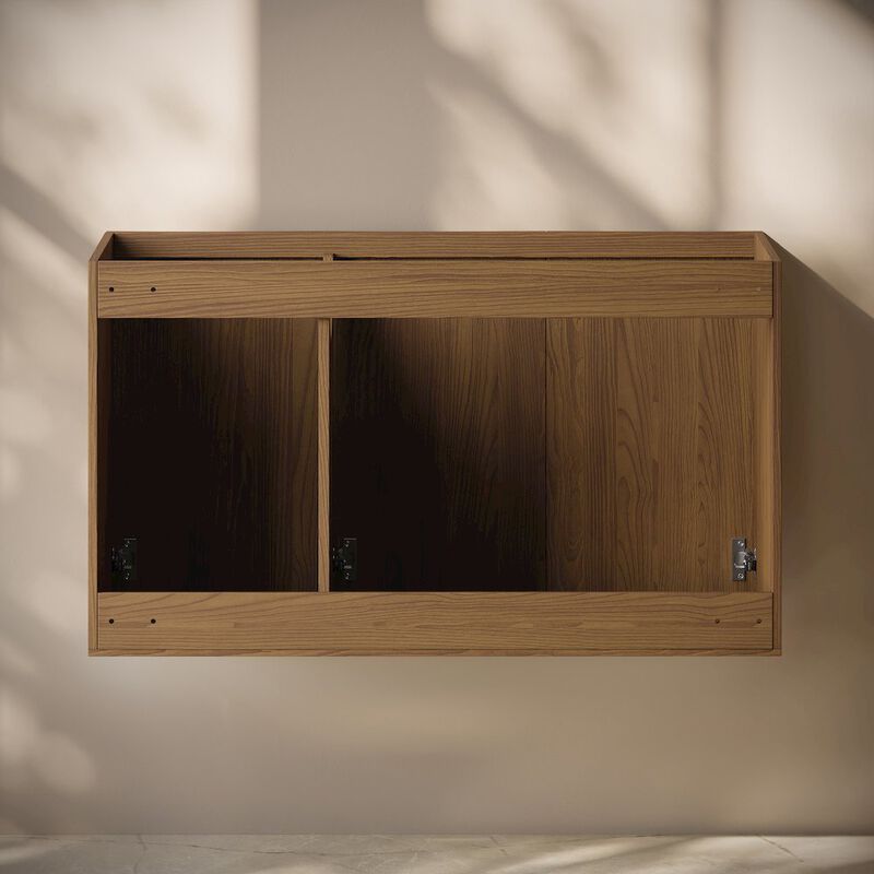 Cascade 36" Wall-Mounted Bathroom Vanity Cabinet without Top in Brown Oak image number 3