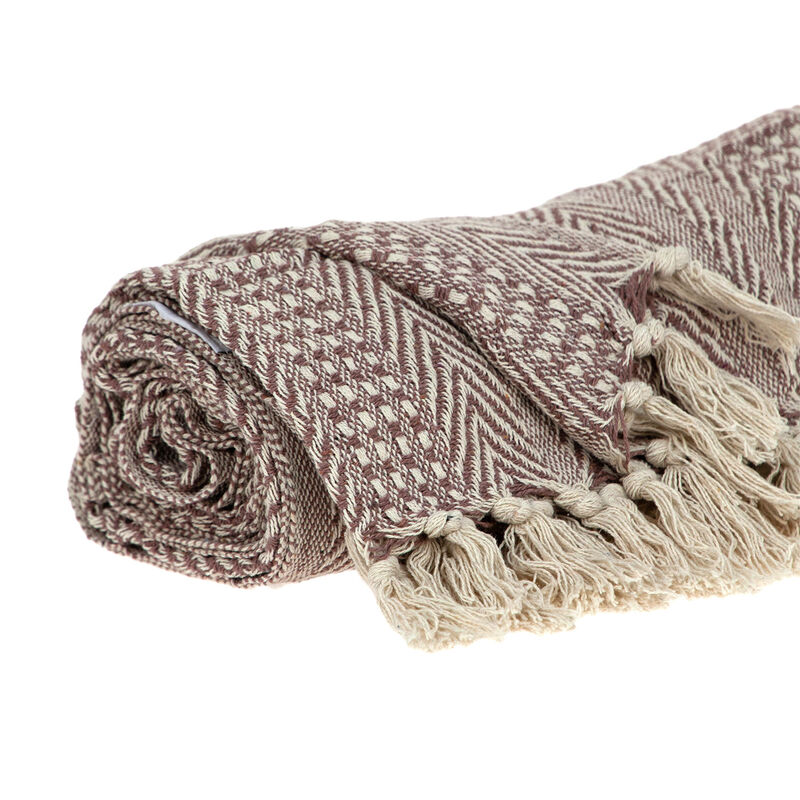 HomeRoots Brown and Beige Woven Herringbone Handloomed Throw image number 2