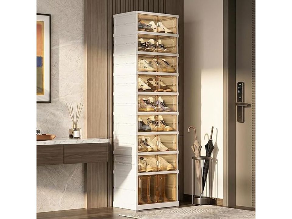 Entryway Shoe Storage Cabinet Closet Foldable Shelf Pulleys