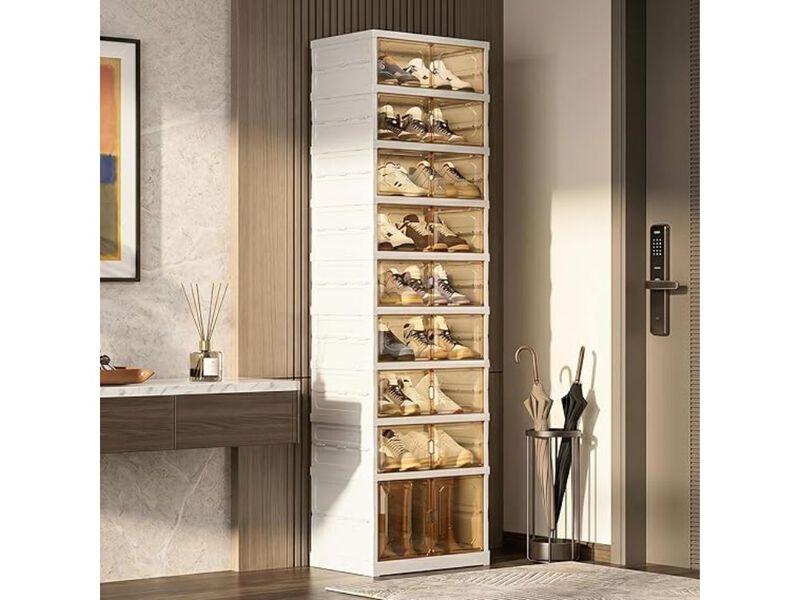 Entryway Shoe Storage Cabinet Closet Foldable Shelf Pulleys image number 1