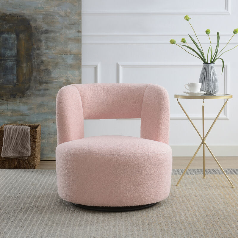 Merax Soft Teddy Fabric Swivel Barrel Chair