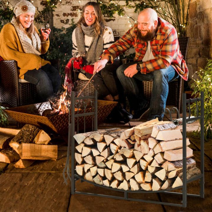 Hivvago Firewood Rack with 4 Tool Set Kindling Holders