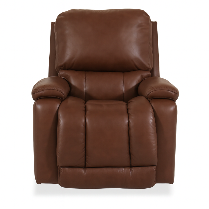 Greyson Chocolate Leather Power Recliner with Headrest & Lumbar