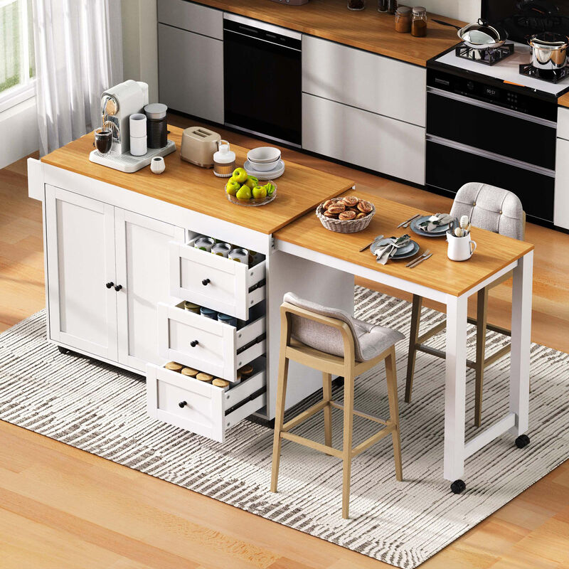 Merax Kitchen Island with Extendable Dining Table