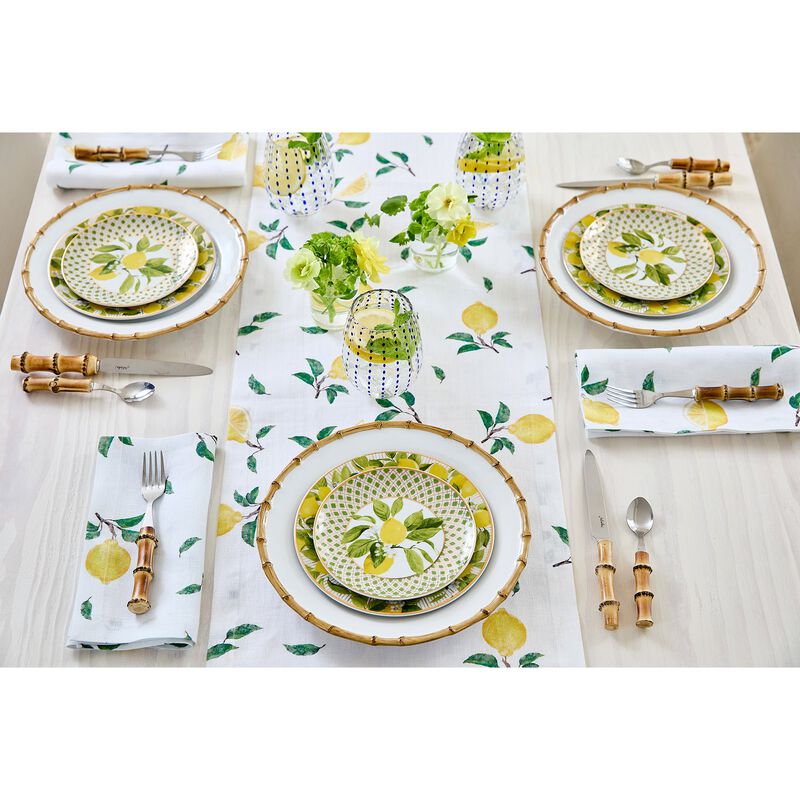Christmas Linen Table Runner - Botanical Lemon, Solino Home