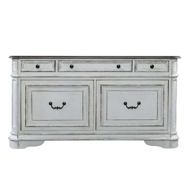 Liberty Furniture Antique White Credenza with Weathered Bark Finish, European Traditional Style image number 3
