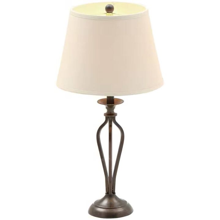 Traditional Table Lamp with Linen Shade – Classic Metal Finish