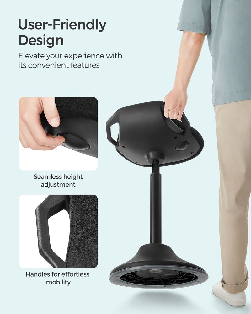 Ergonomic Standing Stool with Adjustable Height (24.8"-34.6") - Swivel Chair with Anti-Slip Pad