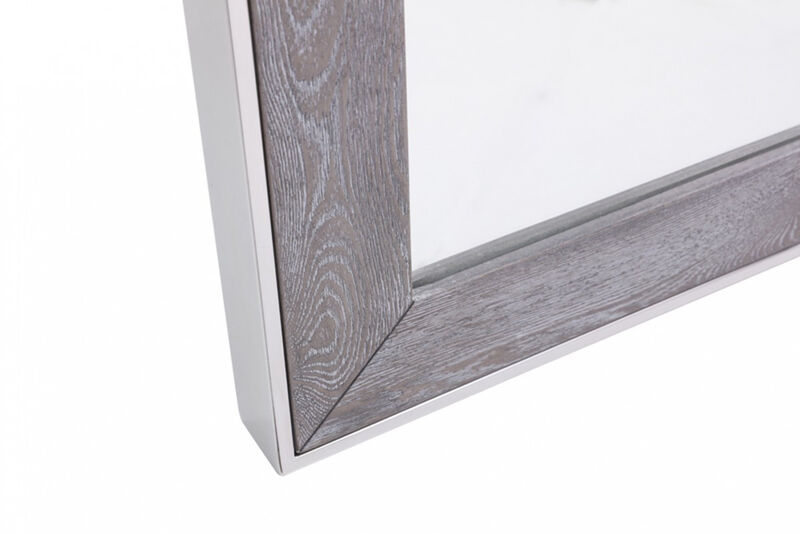 HomeRoots 40" Gray and Silver Wood and Metal Framed Accent Mirror image number 3
