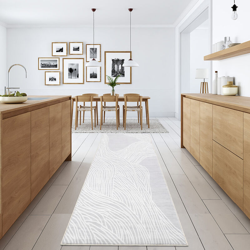 8X10 FT Washable Runner Rug Modern Runner Rug Non Slip Abstract Hallway Runners Low Pile Lines Printed image number 4