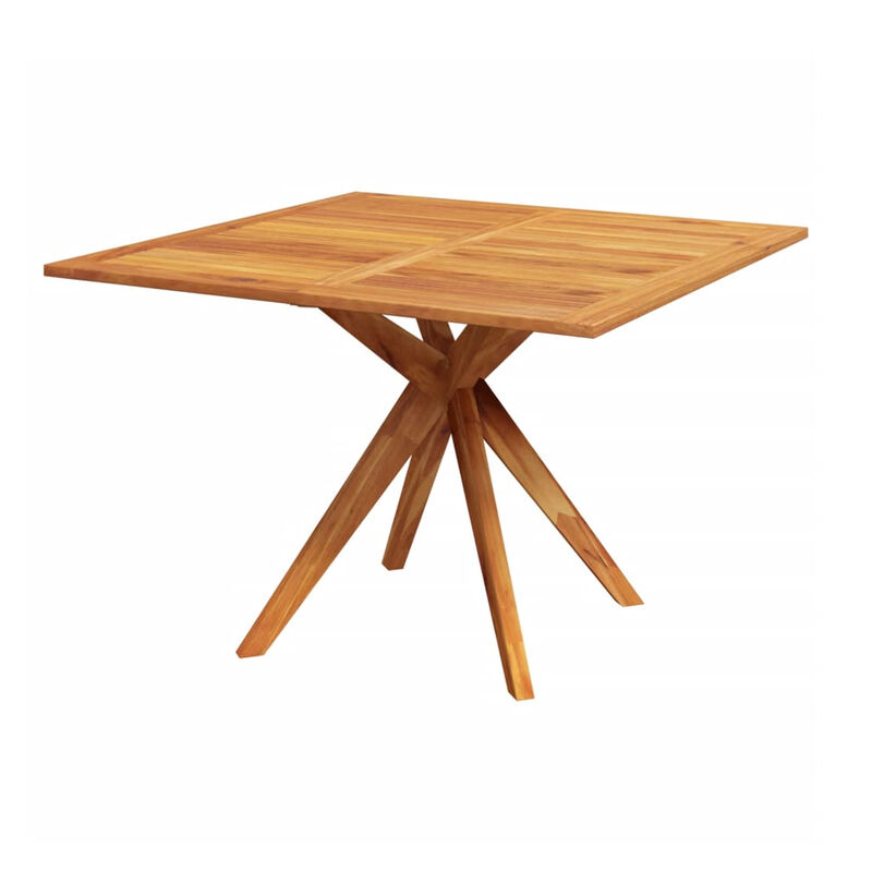 Patio Outdoor Dining Table, 43 Inch Square Natural Brown Acacia Wood - Benzara