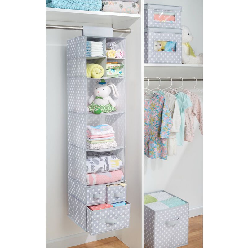 mDesign Fabric Nursery Hanging Organizer - 7 Shelves/3 Drawers image number 3