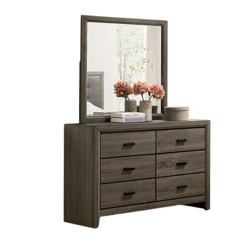 Meli 4pc Full Size Bedroom Set, Upholstered, Dresser, Gray Solid Wood