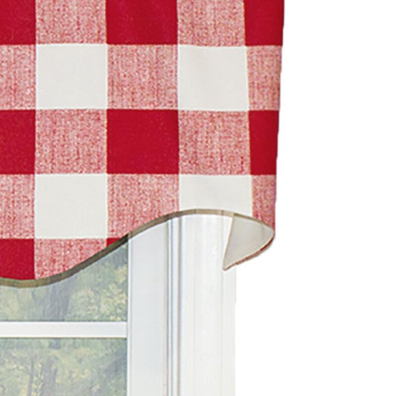 Grande Check Regal Style 3" Rod Pocket Valance 50" x 17" Red by RLF Home