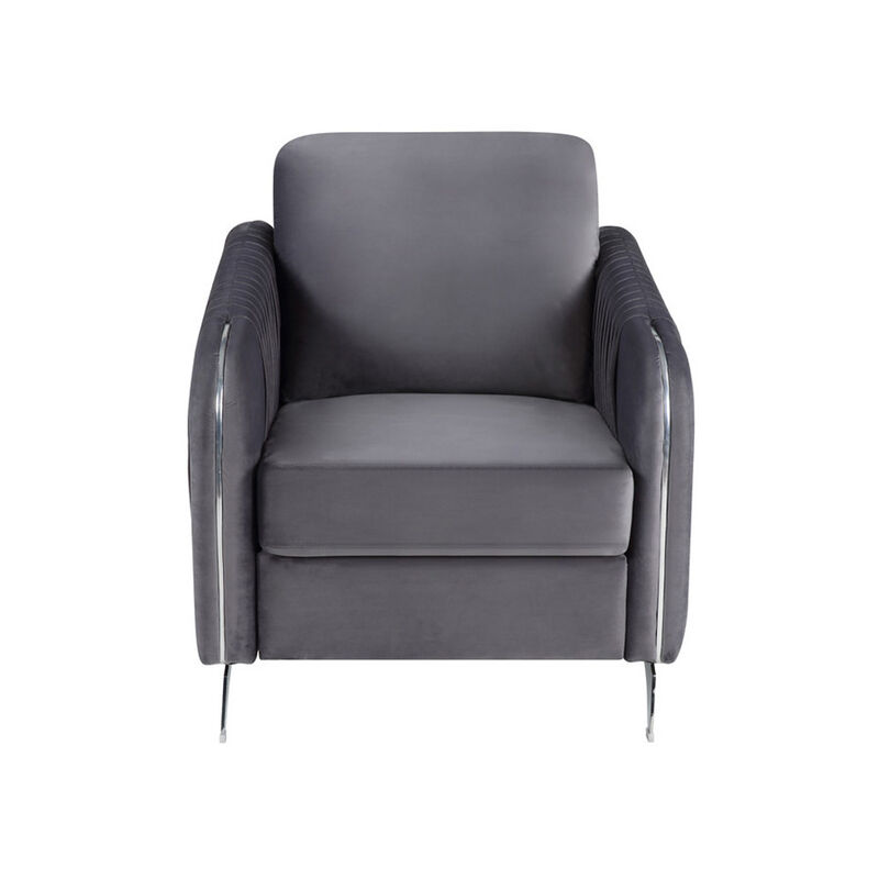 Velvet Modern Chic Accent Armchair in Gray