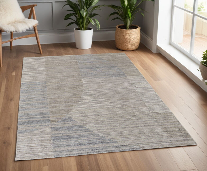 HomeRoots Abstract Hand Woven Worn Faded Area Rug